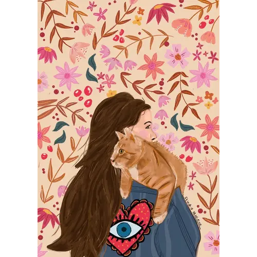 Studio LaWiene Art Print Cat on My Shoulder - A4