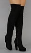 Suède-Look Overknee Laarzen met Hak Zwart