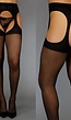 Effen Panty met Jarretel-Look Zwart