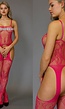 Fuchsia Bodystocking met High Cut Jarretel-Look