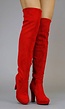 Suède-Look Overknee Laarzen met Hak Rood