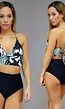 Leaf Print Bikini met Zwart High Waist Broekje - Top