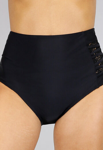 SALE80 Mix & Match High Waist Bikini Broekje Zwart met Details