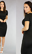 Basic Zwart Midi Bodycon Jurkje met Korte Mouwen