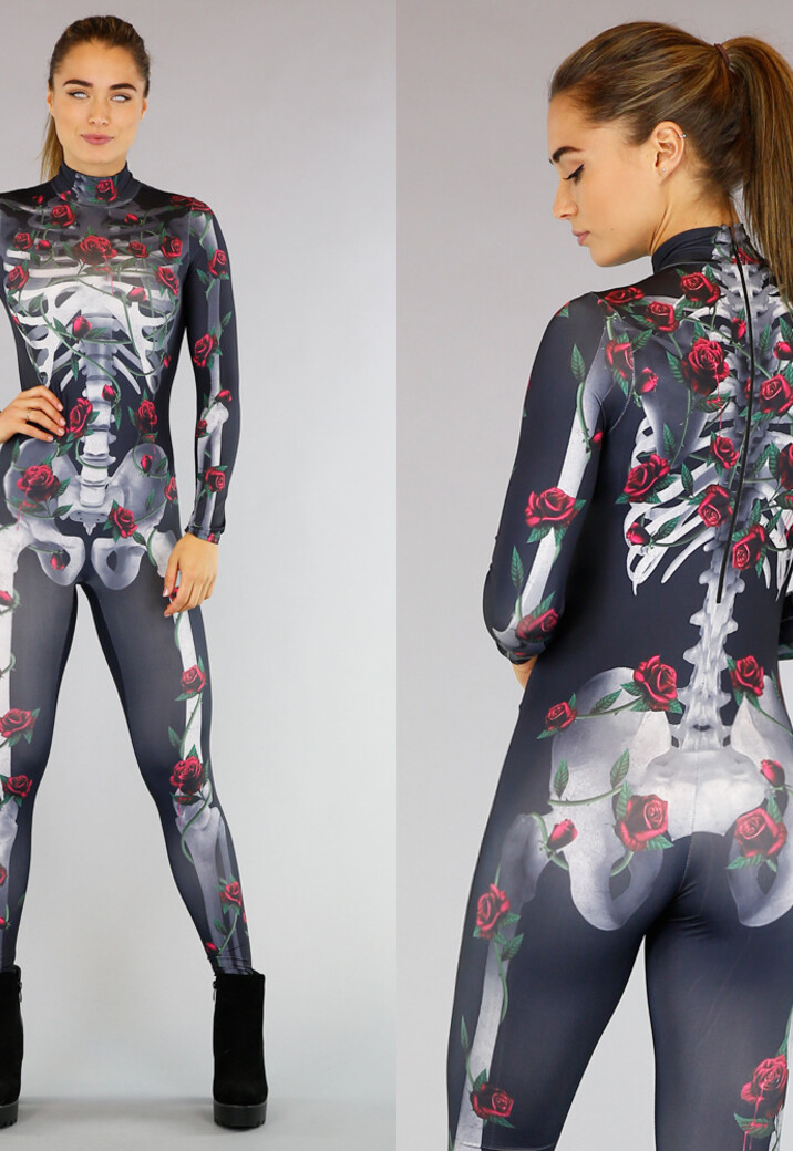 Roses Skelet Jumpsuit Kostuum