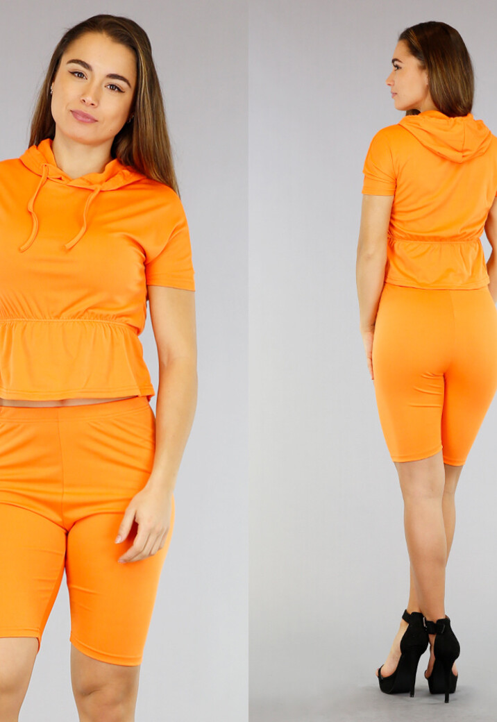 Oranje Two Piece met Biker Short