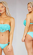 Aqua Bandeau Bikini met Franje - Top