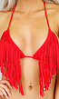 Rode Triangel Halter Bikini met Franje