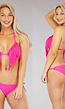 Roze Triangel Halter Bikini met Franje - Top