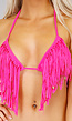 Roze Triangel Halter Bikini met Franje