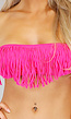 BF2023-1 Fuchsia Bandeau Bikini met Franje