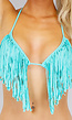 BF2023-1 Aqua Triangel Halter Bikini met Franje