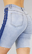 Lichtblauwe Jeans Bermuda met Streepdetail