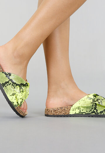 BF2023 Lime Snake Slippers met Strik