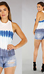 Wit met Blauwe Tie Dye Tanktop