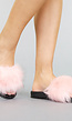 Slippers met Roze Gemêleerd Bont