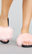 Slippers met Roze Gemêleerd Bont