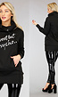 Comfy Zwarte Psycho Hoodie Dress met Col