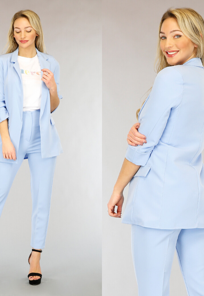 Classy Lichtblauwe Tweedelige Blazer Set