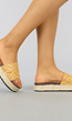 Camel Plateau Slippers met Grafische Band