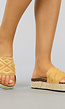 Camel Plateau Slippers met Grafische Band