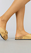 Camel Suède-Look Slippers met Franje