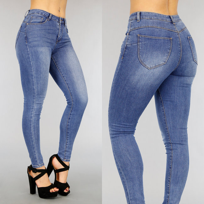 SALE Donkerblauwe High Waist Stretch Jeans