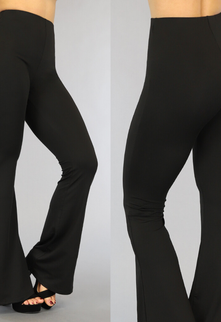 Tall Zwarte Elastische Flair Broek met Wijde Pijpen