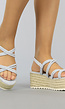 Strappy Grijsblauwe Suède-Look Plateau Sandalen