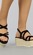 Strappy Zwarte Suède-Look Plateau Sandalen