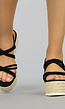 Strappy Zwarte Suède-Look Plateau Sandalen