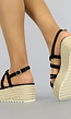 Strappy Zwarte Suède-Look Plateau Sandalen