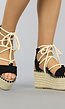 Grove Zwarte Boho Wikkel Sandalen met Plateau