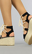 Grove Zwarte Boho Wikkel Sandalen met Plateau