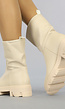 Beige Lederlook Boots