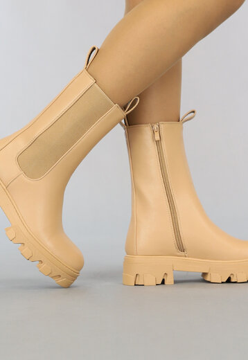 SALE80 Basic Camel Lederlook Chelsea Boots