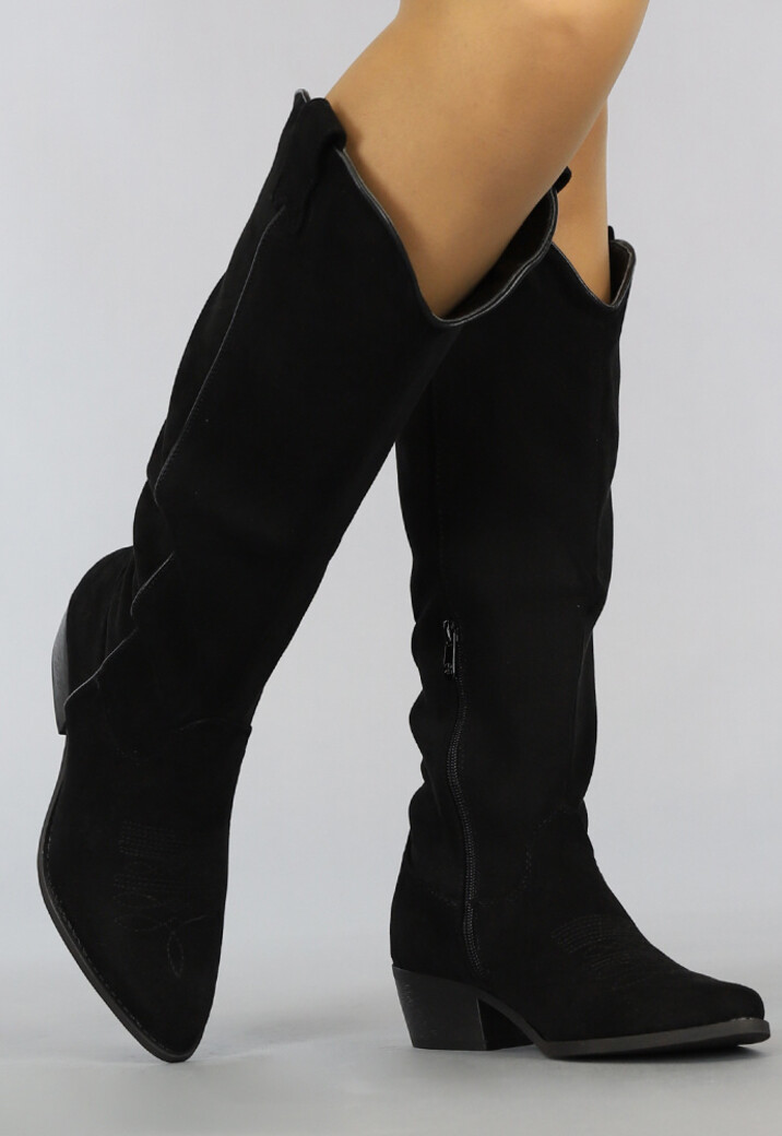 Zwarte Suède-Look Cowboylaarzen