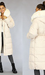 Beige Oversized Gevoerde Lange Winterjas