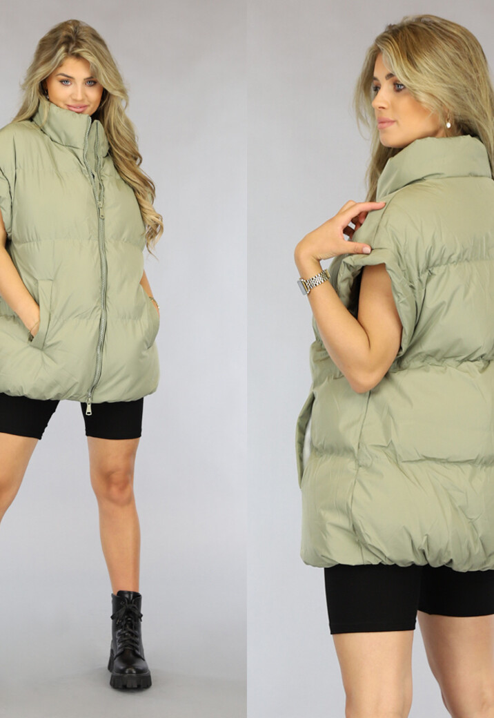 Oversized Bodywarmer Olijfgroen