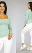 Mintgroene Longsleeve Top met Vierkante Hals