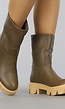 Bruine Lederlook Boots met Beige Zool