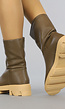 Bruine Lederlook Boots met Beige Zool