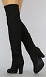 Basic Zwarte Suèdelook Overknee Laarzen