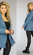 Blauwe Rib Blazer met Knopen