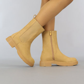SALEBL Camel Lederlook Chelsea Boots