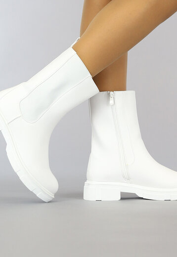 BF2023 Witte Lederlook Chelsea Boots