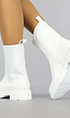 Witte Lederlook Chelsea Boots