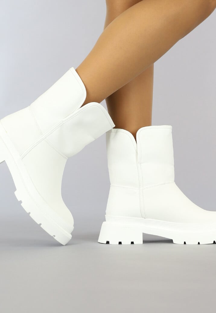 Grove Witte Lederlook Snowboots met Bontvoering