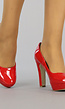 Rode Lak Pumps met Plateau