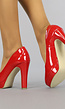 Rode Lak Pumps met Plateau